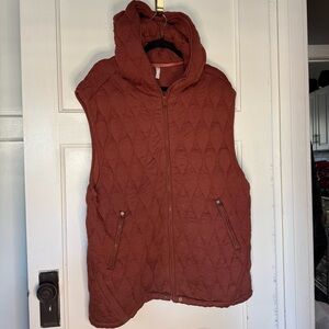 Free People Movement Quilted Hooded Vest in Rust